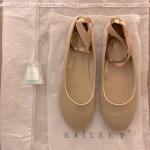 NWT Kailee P. Champagne Evening Flat - Satin Lace Up - Size 11